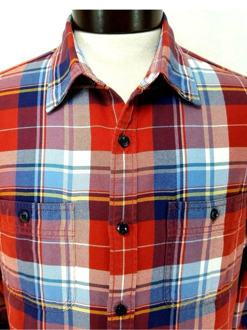 Jcrew Men's Red Plaid Flannel Button-Up Shirt